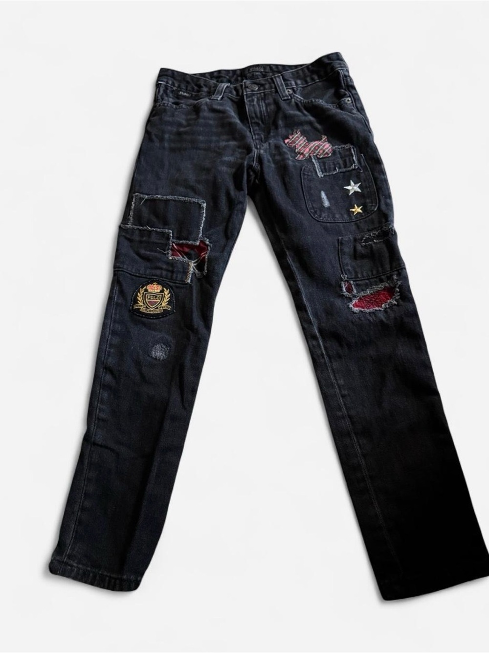 Polo Ralph Lauren Girls 8 Black Astor Boyfriend Patchwork Jeans